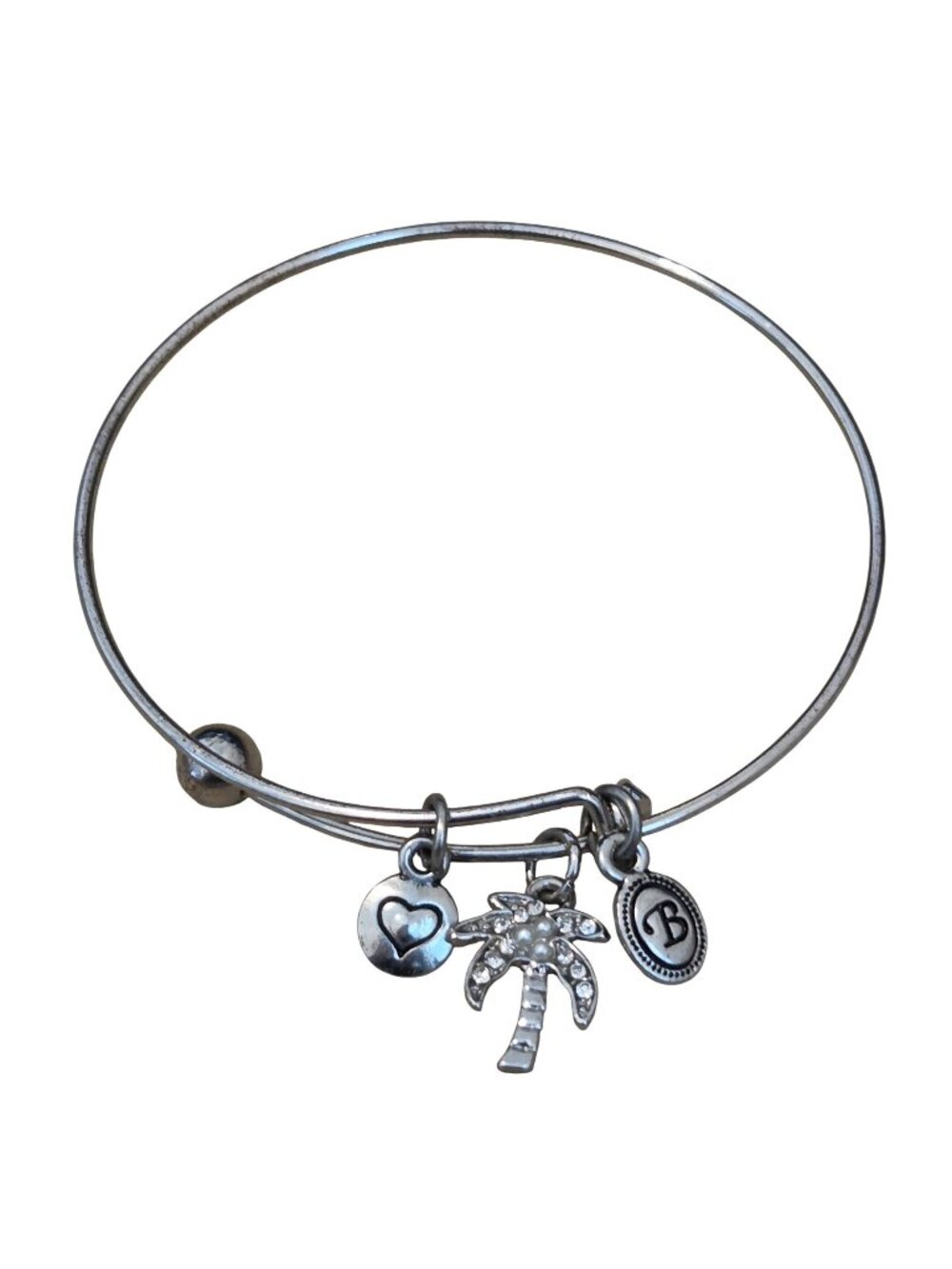 Brighton Silver Tone Palm Tree Charm Bracelet Bangle